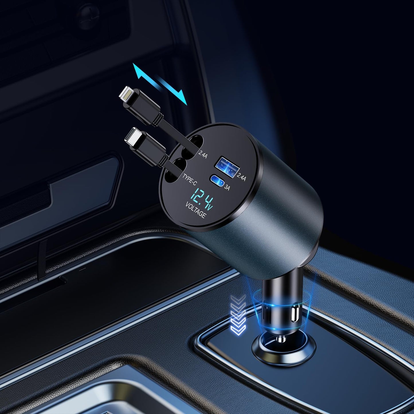 SMART Multi-Device retractable Car Charger 66W