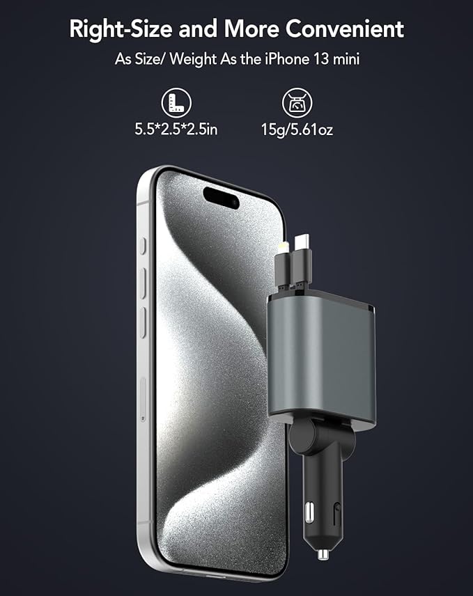SMART Multi-Device retractable Car Charger 66W